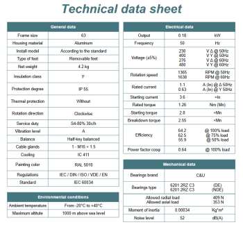 Silnik elektryczny 0,18kW 1400 obr/min. 63B3